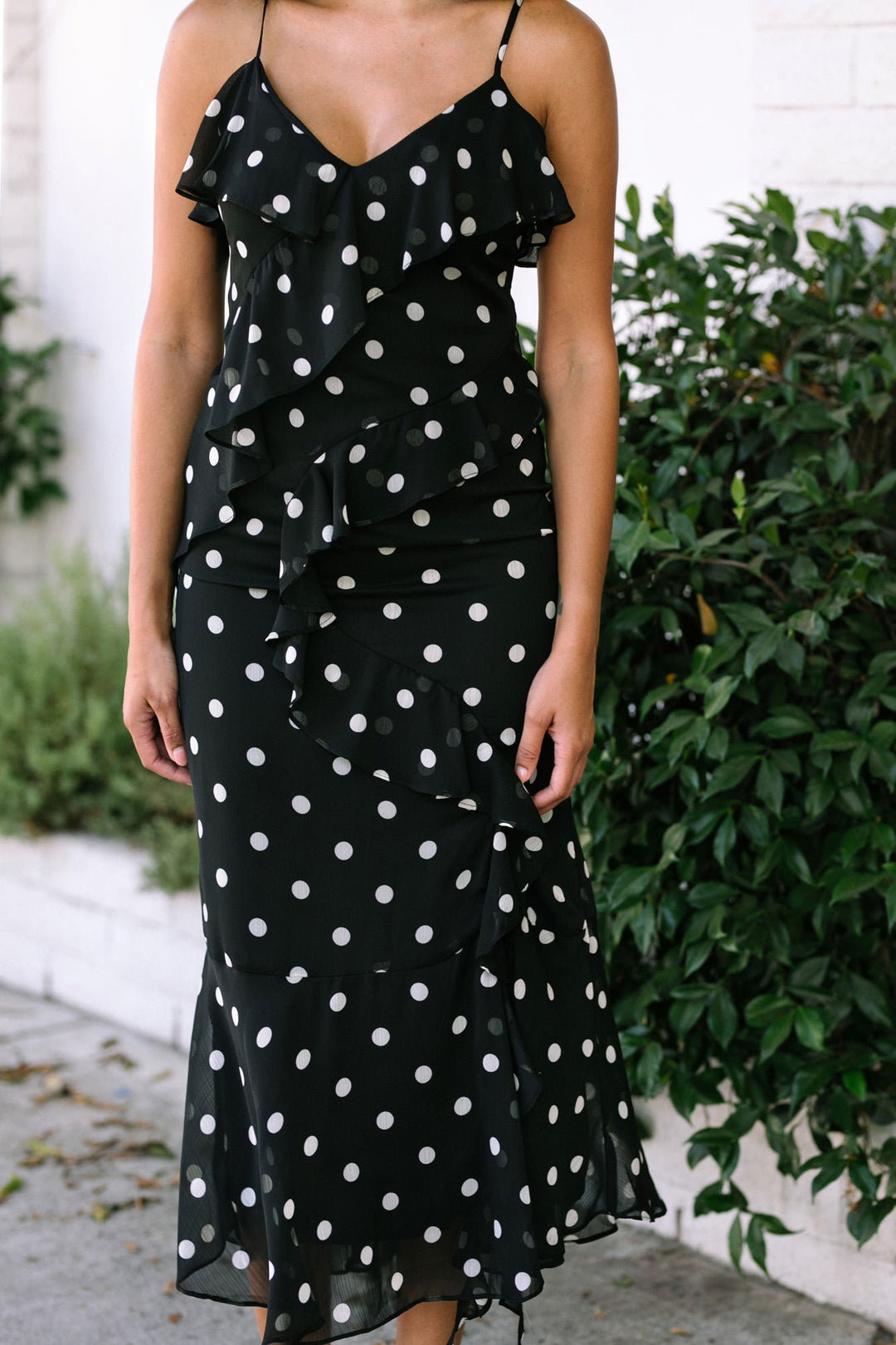 Dominique Dotted Ruffled Dress