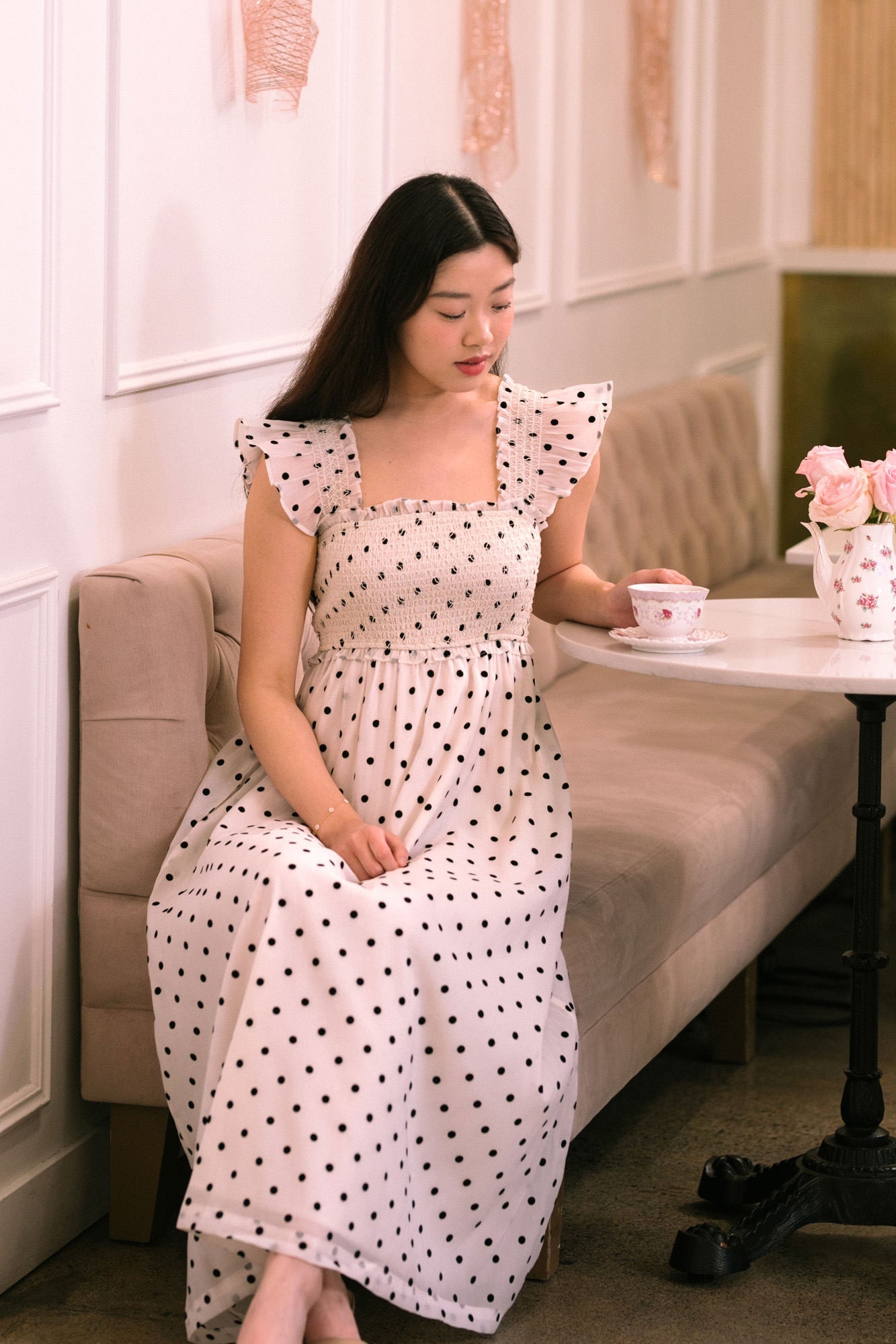 Dotted midi dress best sale