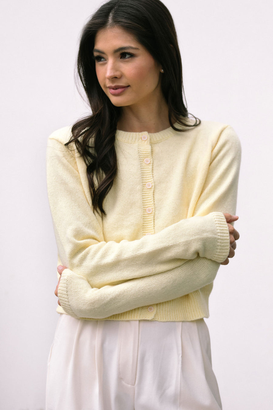 Women Curve Lavender Front Button Cardigan