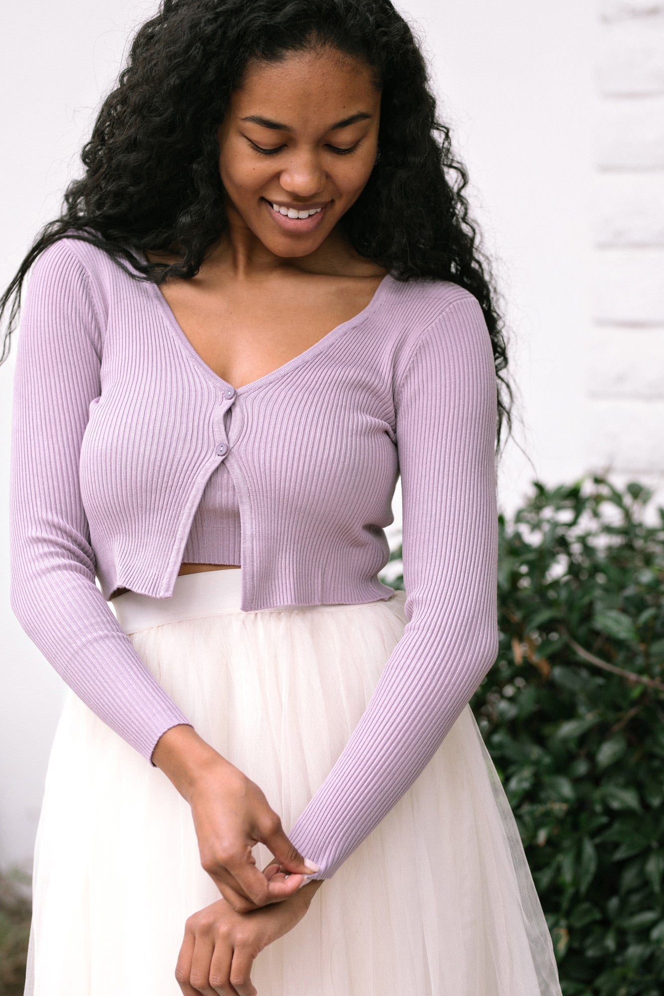 Purple cropped deals cardigan