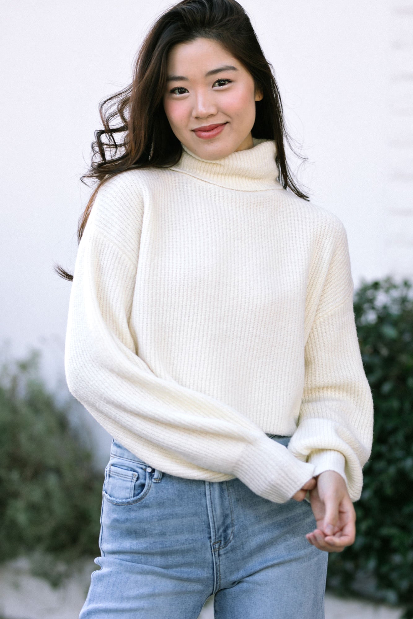 Cropped high sale neck sweater