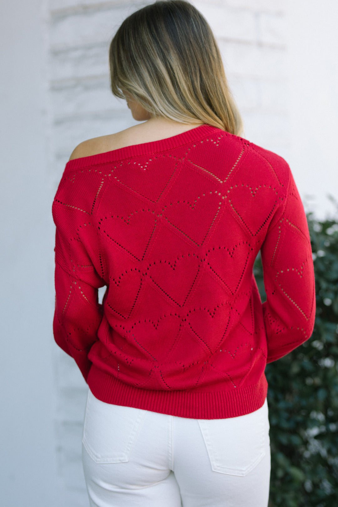 Hailey Heart Pointelle Knit Sweater