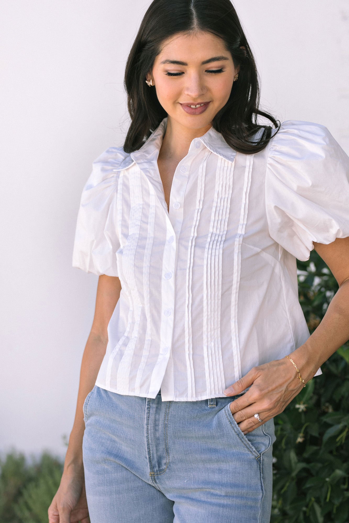 Chloe Pintuck Pleat Blouse - Morning Lavender Boutique Tops