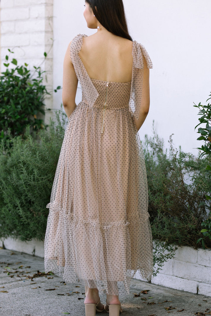 Nadia Dotted Tulle Maxi Dress
