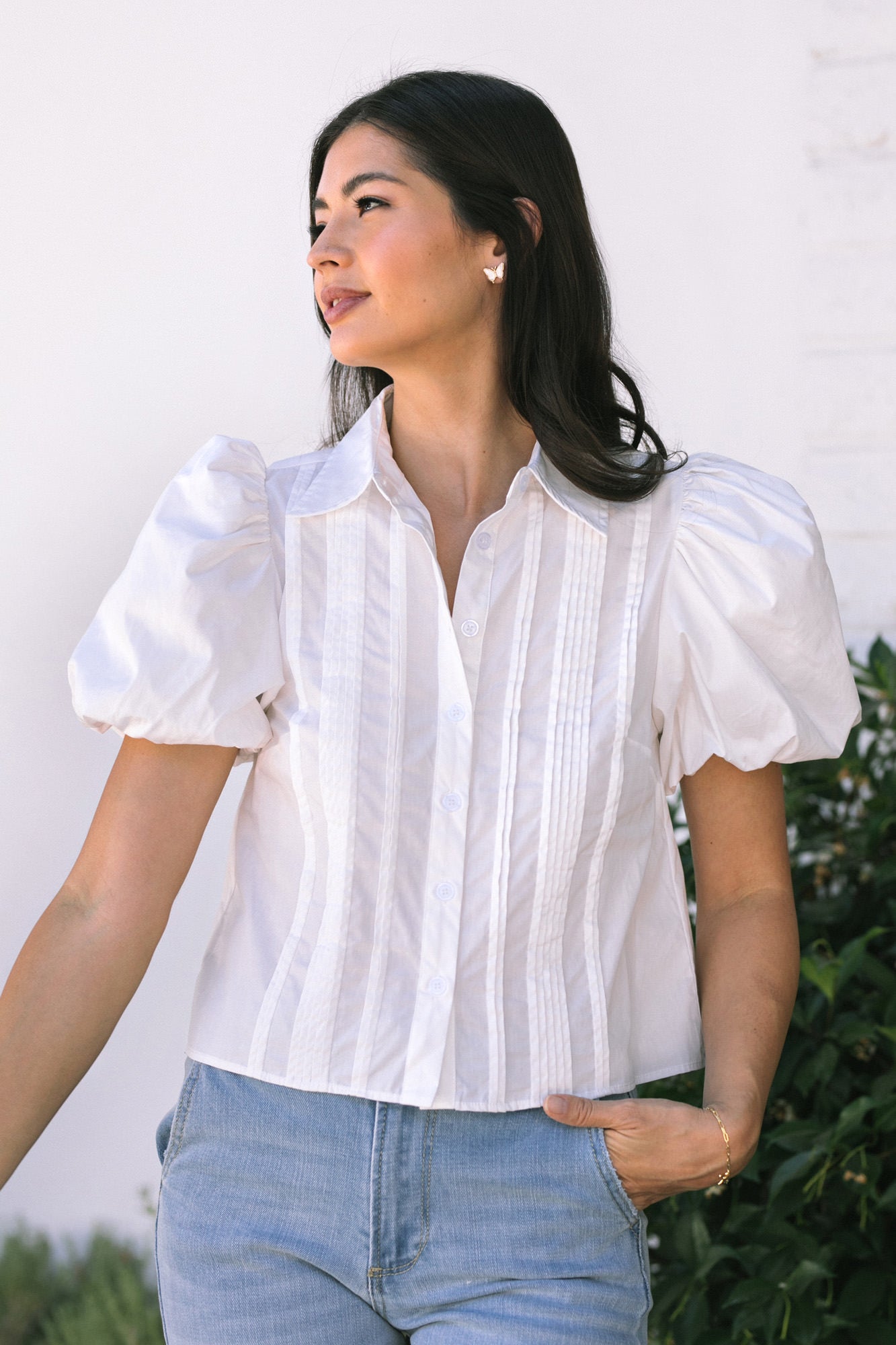 Chloe Pintuck Pleat Blouse - Morning Lavender Boutique Tops