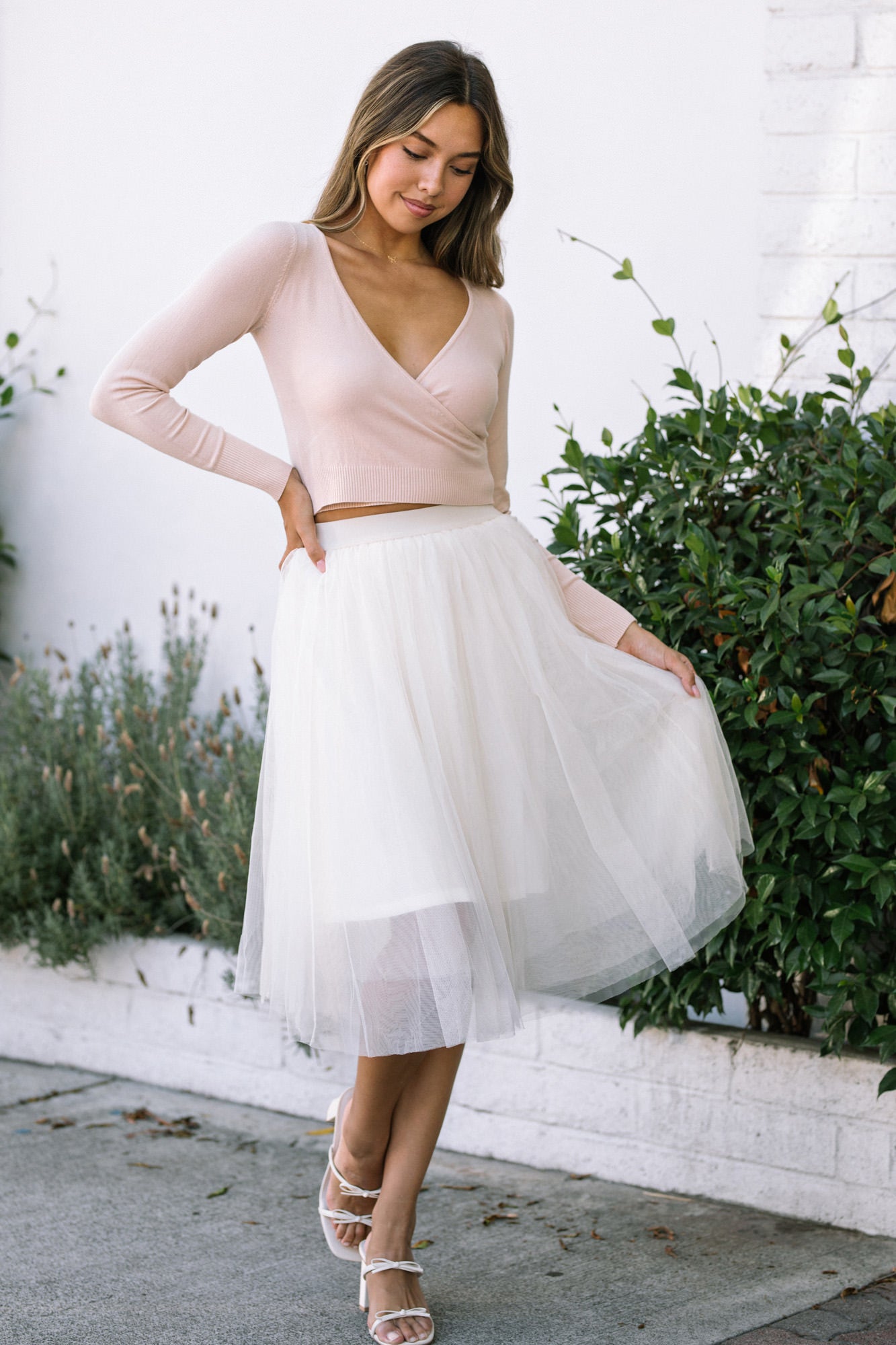 Sweater Top Surplice - Rosette - Morning Lavender Online Boutique