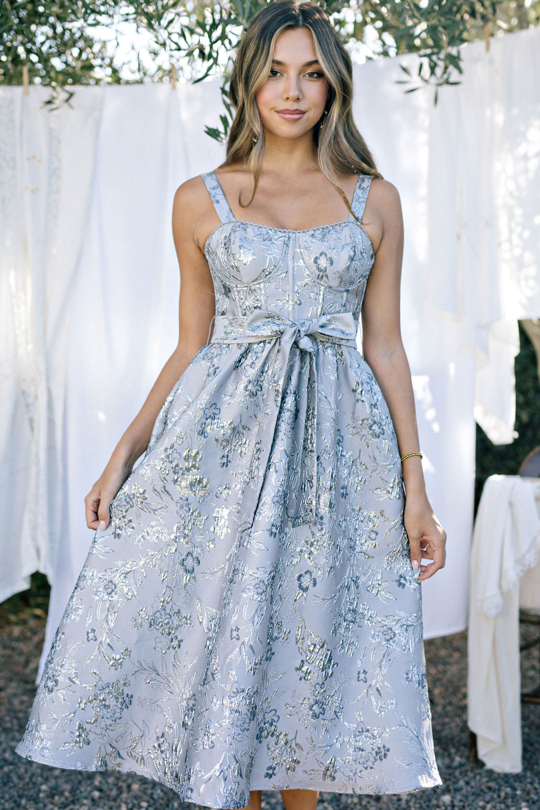 Melody Floral Midi Dress - Morning Lavender Boutique Dresses Mauve Green / X-Large by Morning Lavender Melody Floral Midi Dress - Morning Lavender Boutique Dresses Mauve Green / X-Large by Morning Lavender