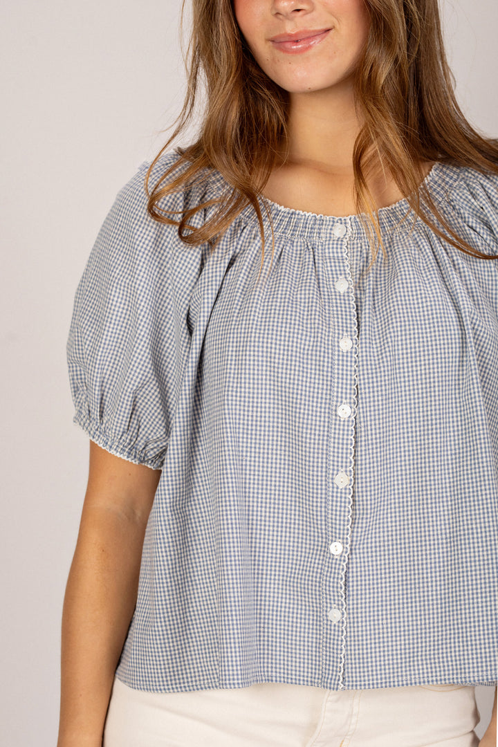 Salma Gingham Buttoned Top