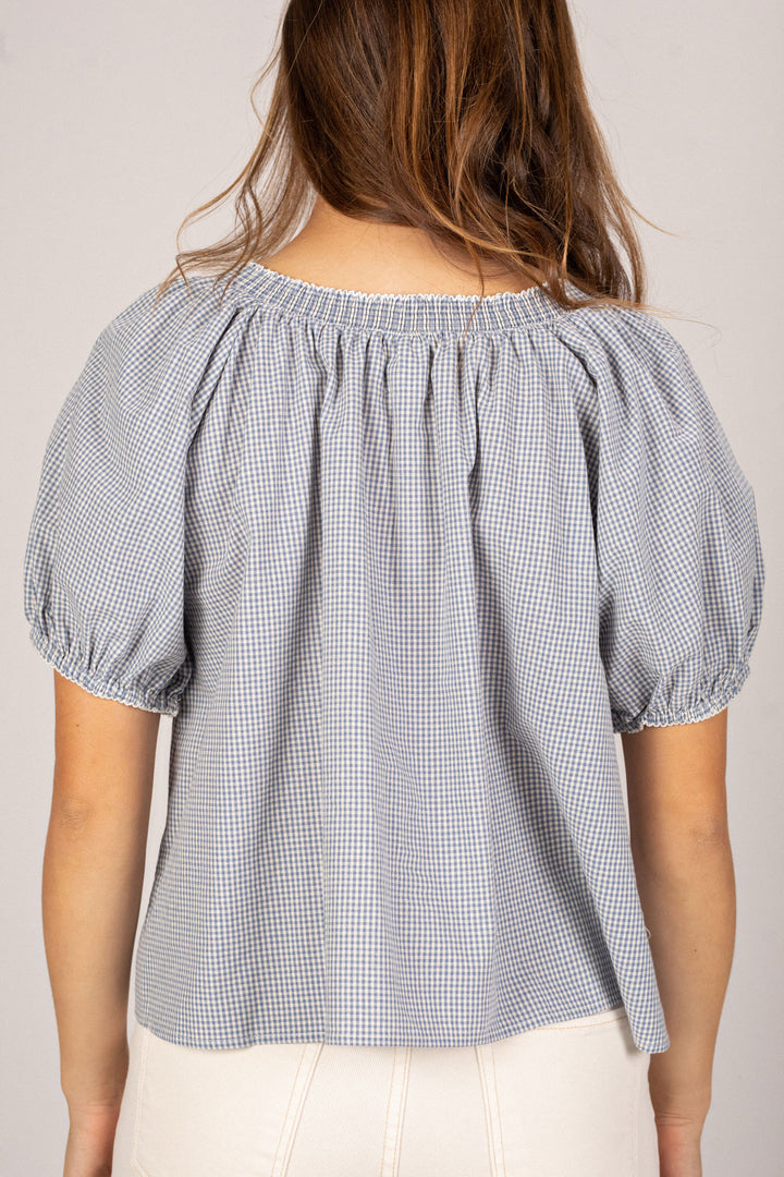 Salma Gingham Buttoned Top
