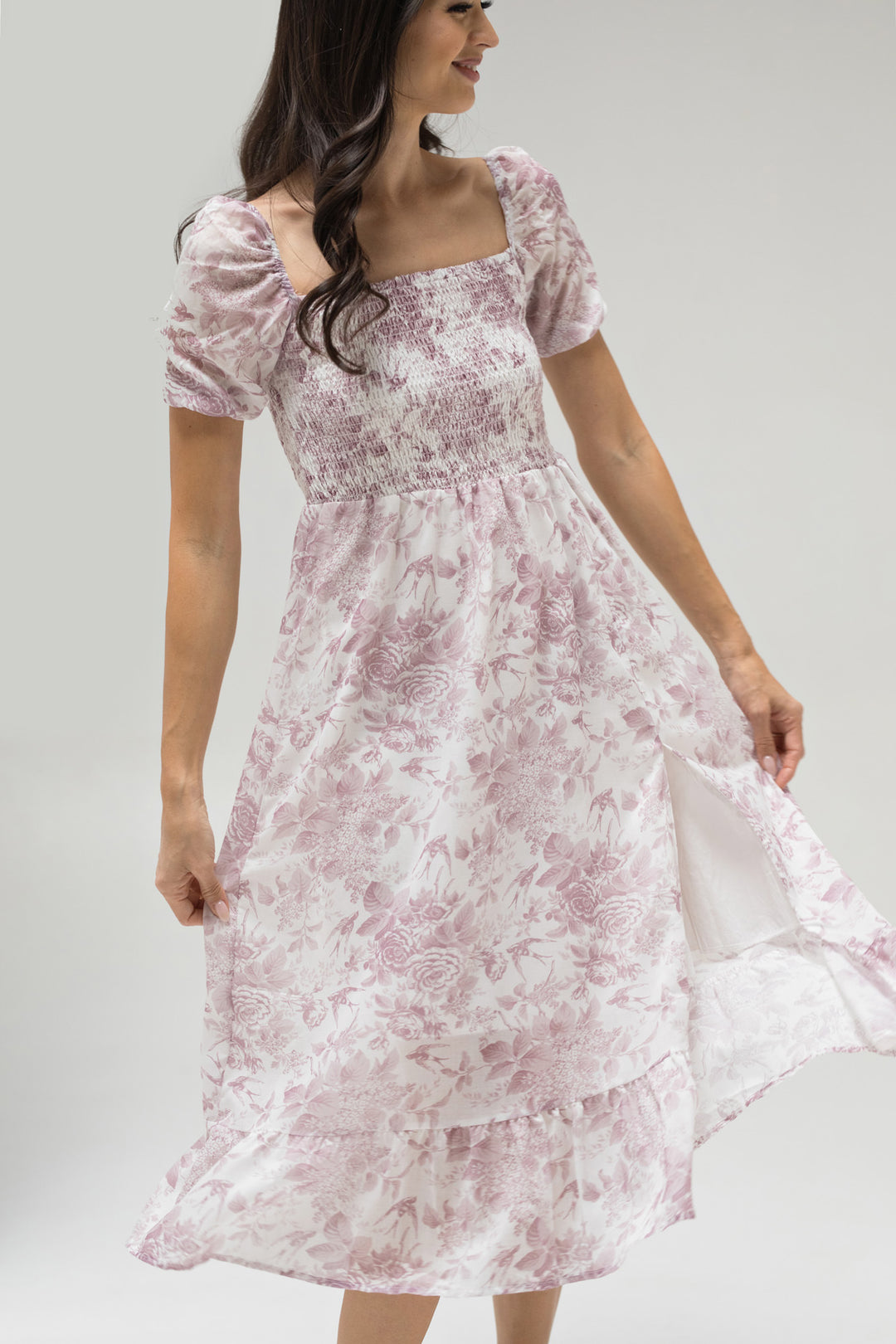 Marie Smocked Midi Dress - Morning Lavender Boutique Dresses Mauve / Medium by Morning Lavender Marie Smocked Midi Dress - Morning Lavender Boutique Dresses Mauve / Medium by Morning Lavender