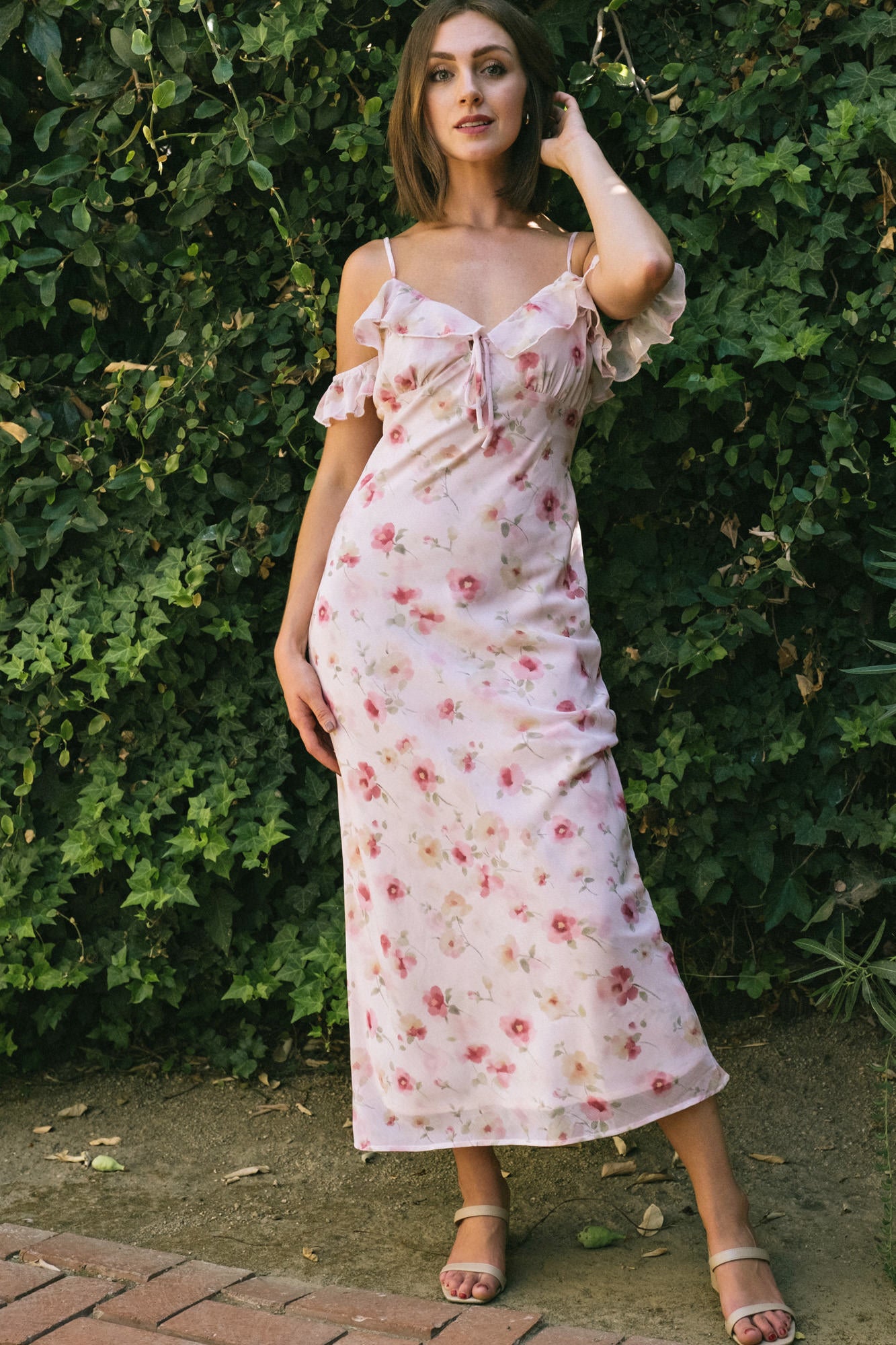 bailey dress in pink floral BAILEY DRESS - DIXTER PINK BROCADE