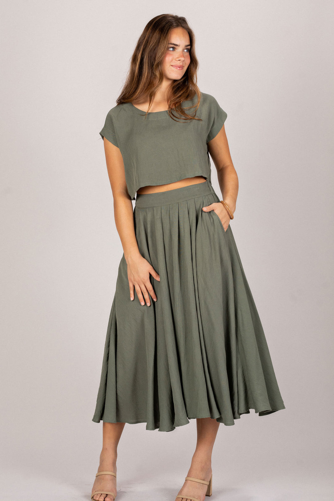 Two Piece Skirt Set - Noemi - Morning Lavender Online Boutique Olive / Small by Morning Lavender Two Piece Skirt Set - Noemi - Morning Lavender Online Boutique Olive / Small by Morning Lavender