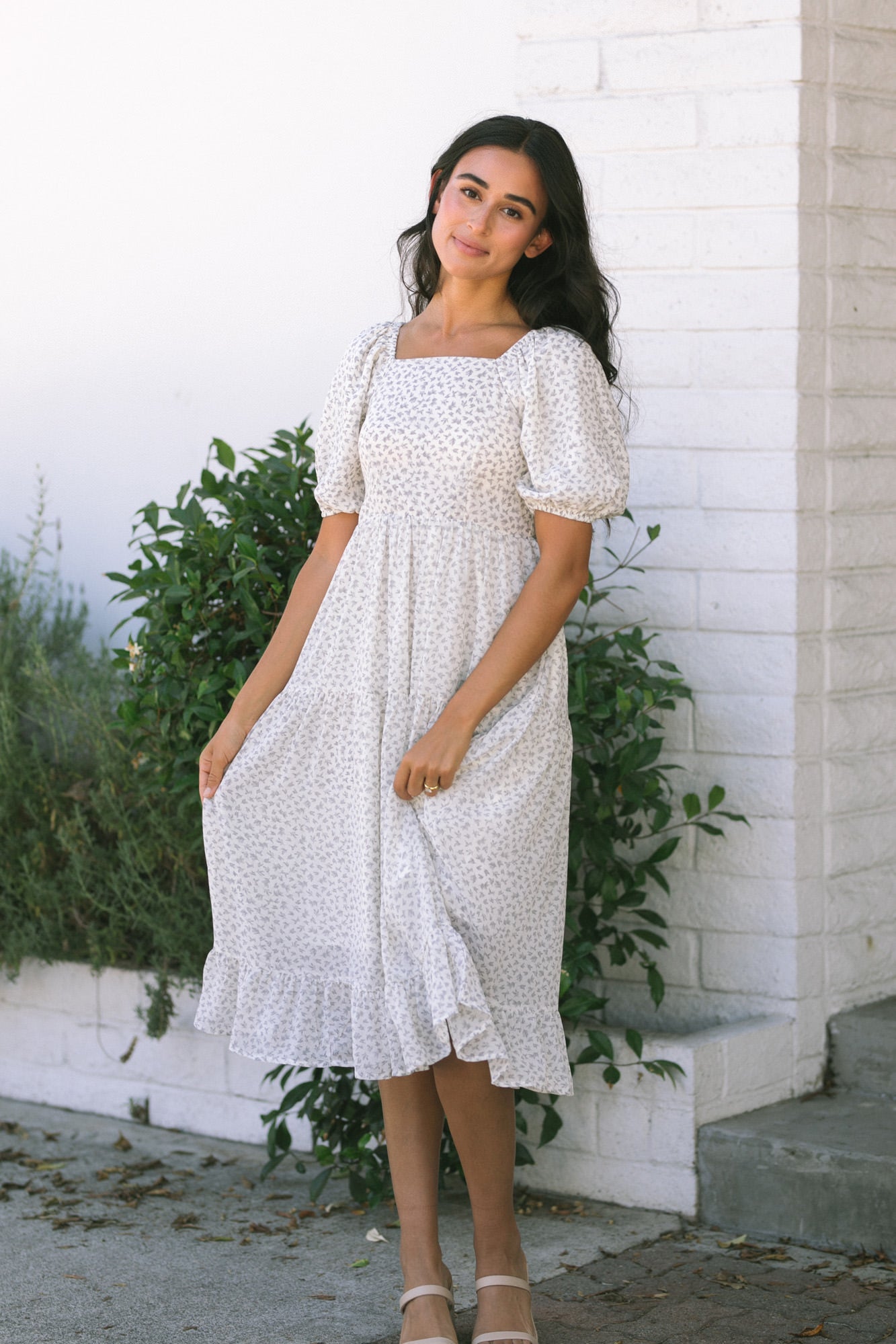 Juliette Puff Sleeve Dress in White | LUCY IN THE SKY