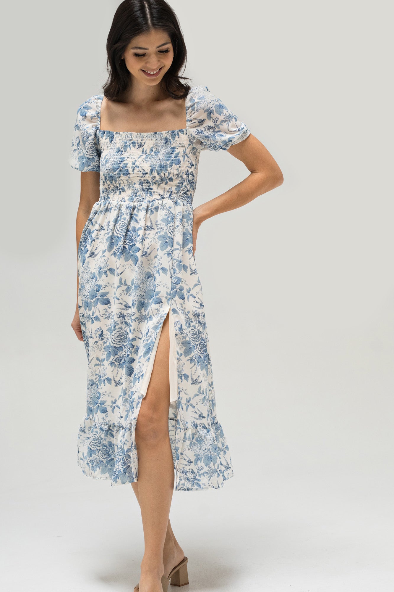 Smocked Midi Dress - Zoey - Morning Lavender Online Boutique