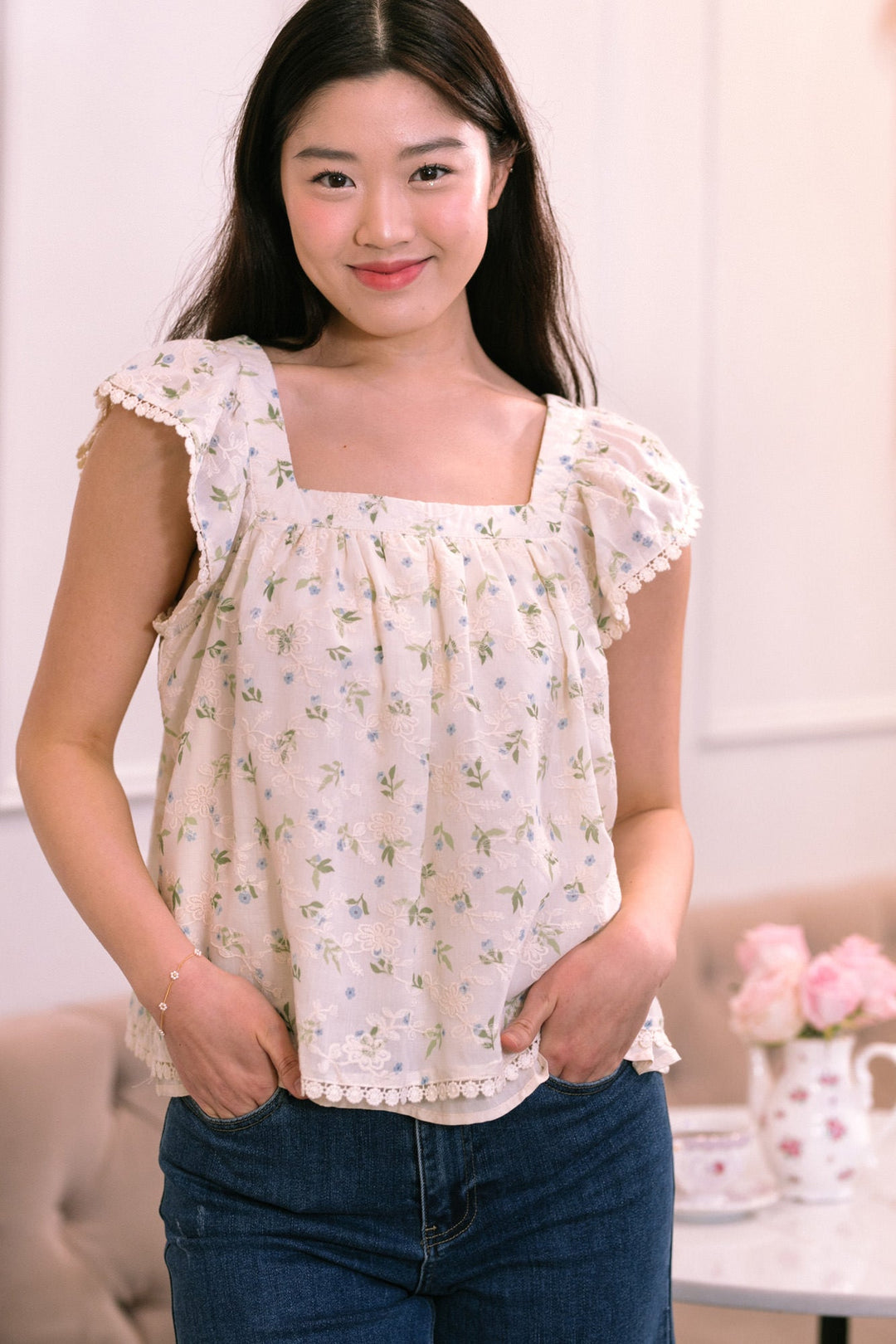 Marjorie Embroidered Floral Top