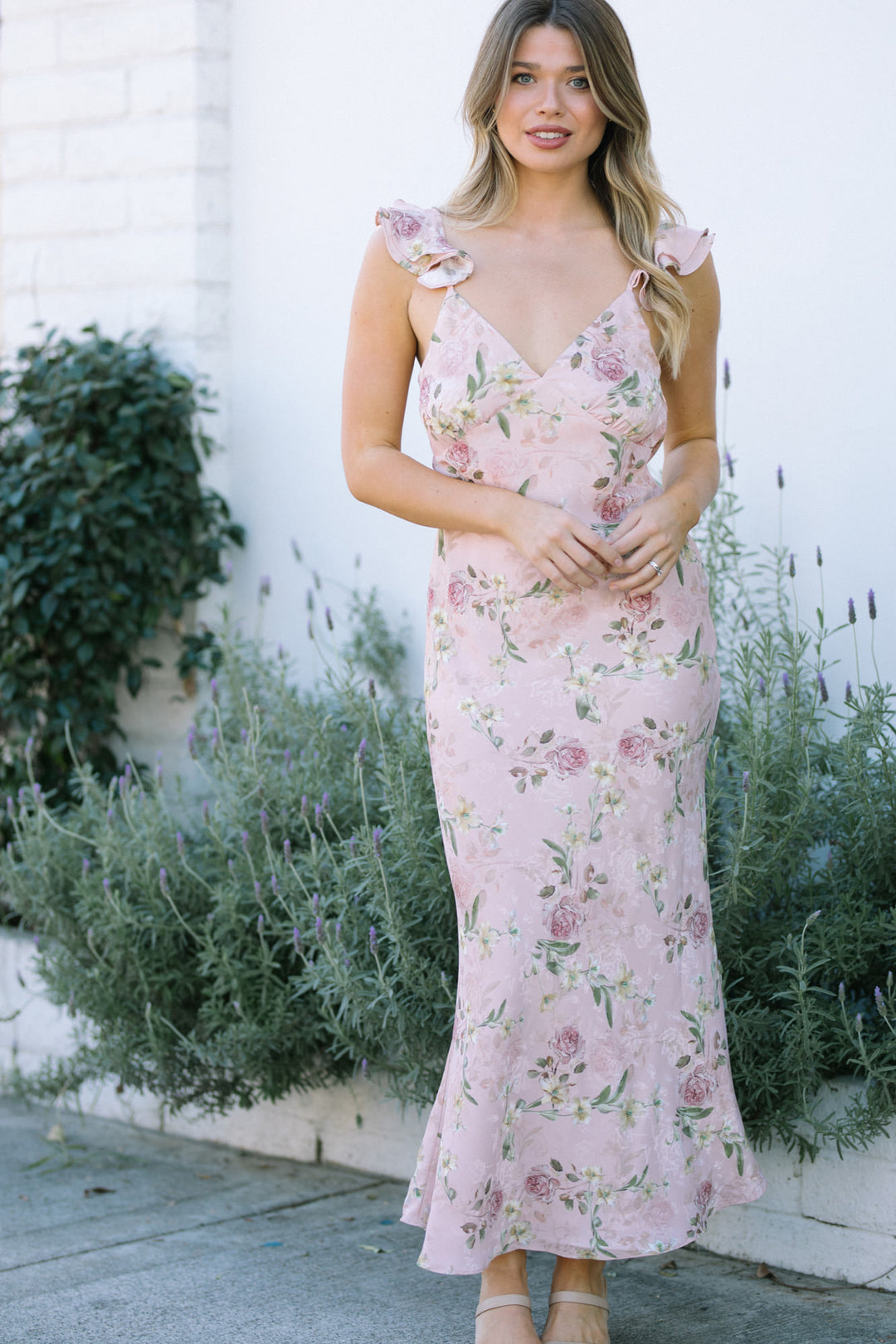 Nadine Flutter Sleeve Maxi Dress - Morning Lavender Boutique Dresses Blush Rose / Large by Morning Lavender Nadine Flutter Sleeve Maxi Dress - Morning Lavender Boutique Dresses Blush Rose / Large by Morning Lavender