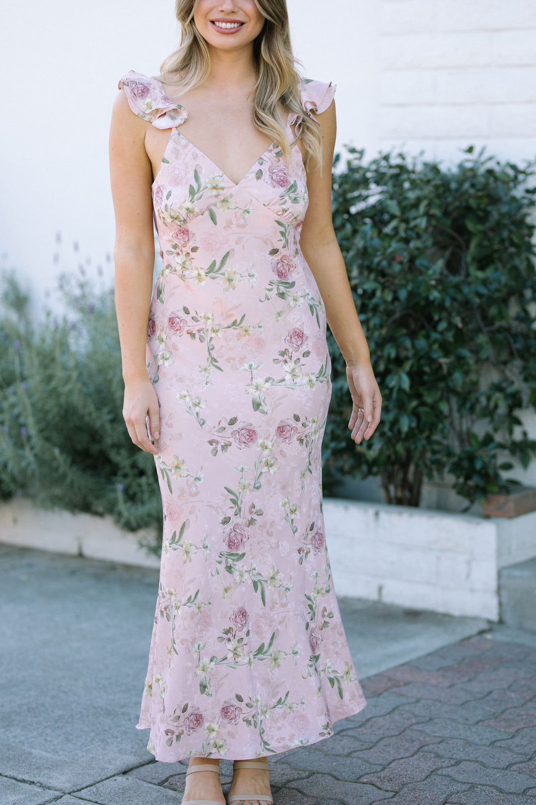 flutter strap maxi dress White Tie-Back Flutter Sleeve Maxi Dress | Womens | X-Small | 100% Polyester