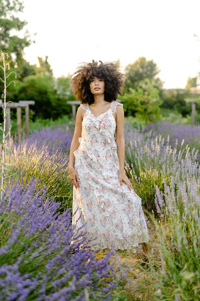 Lavender Floral China Summer Dress – Fresh & Cute Style