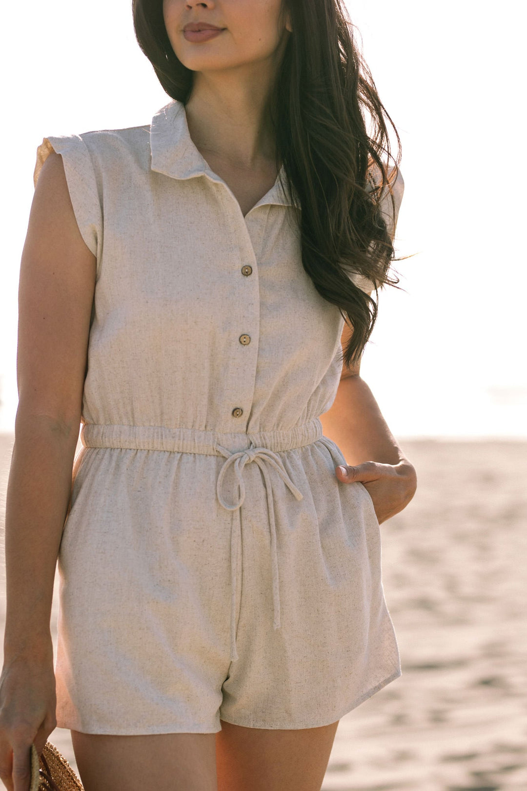 Dixie Collared Buttoned Romper