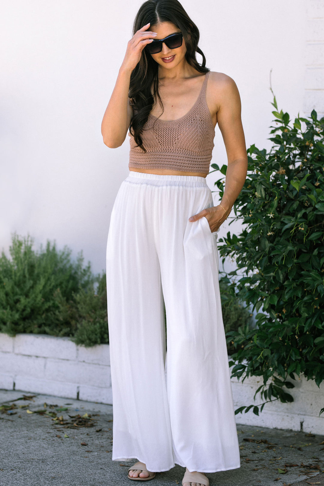 Fawn Crinkled Wide Leg Pants