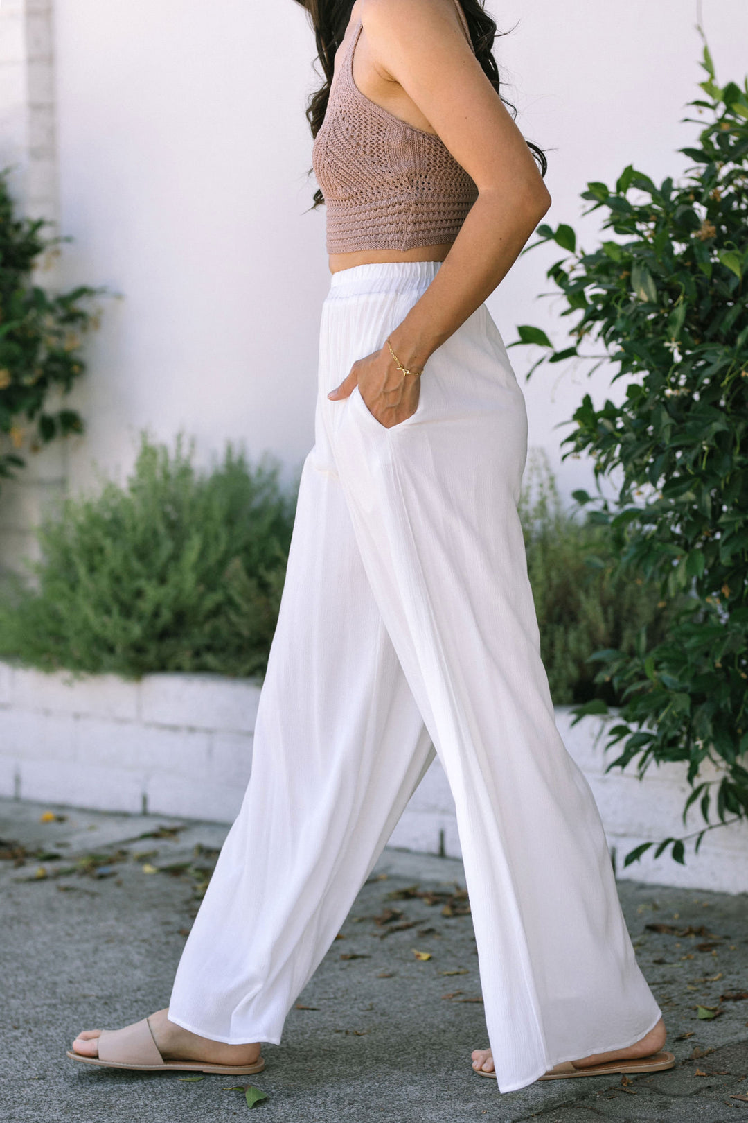 Fawn Crinkled Wide Leg Pants