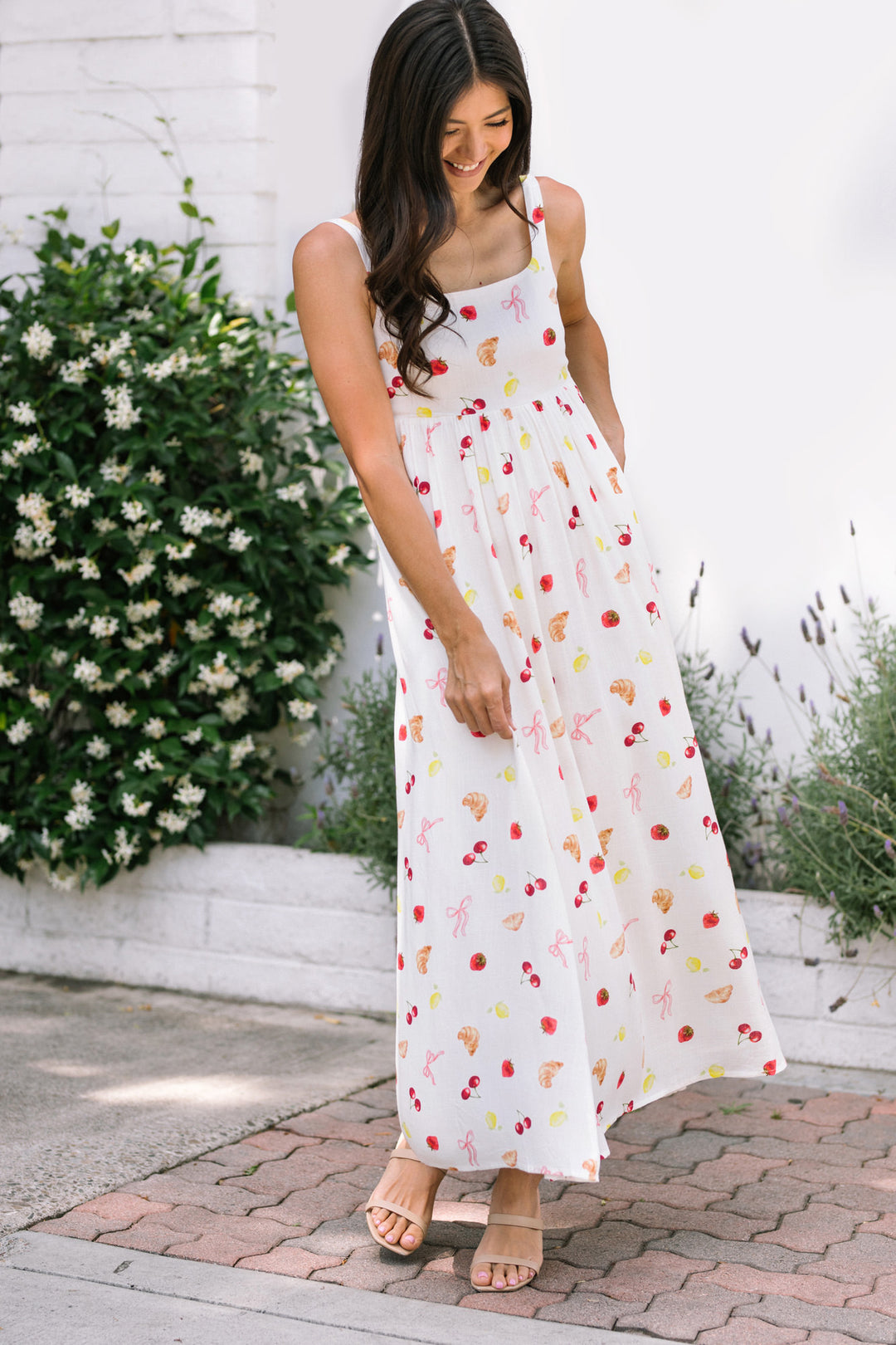 white flower print dress Vivienne Babydoll Dress