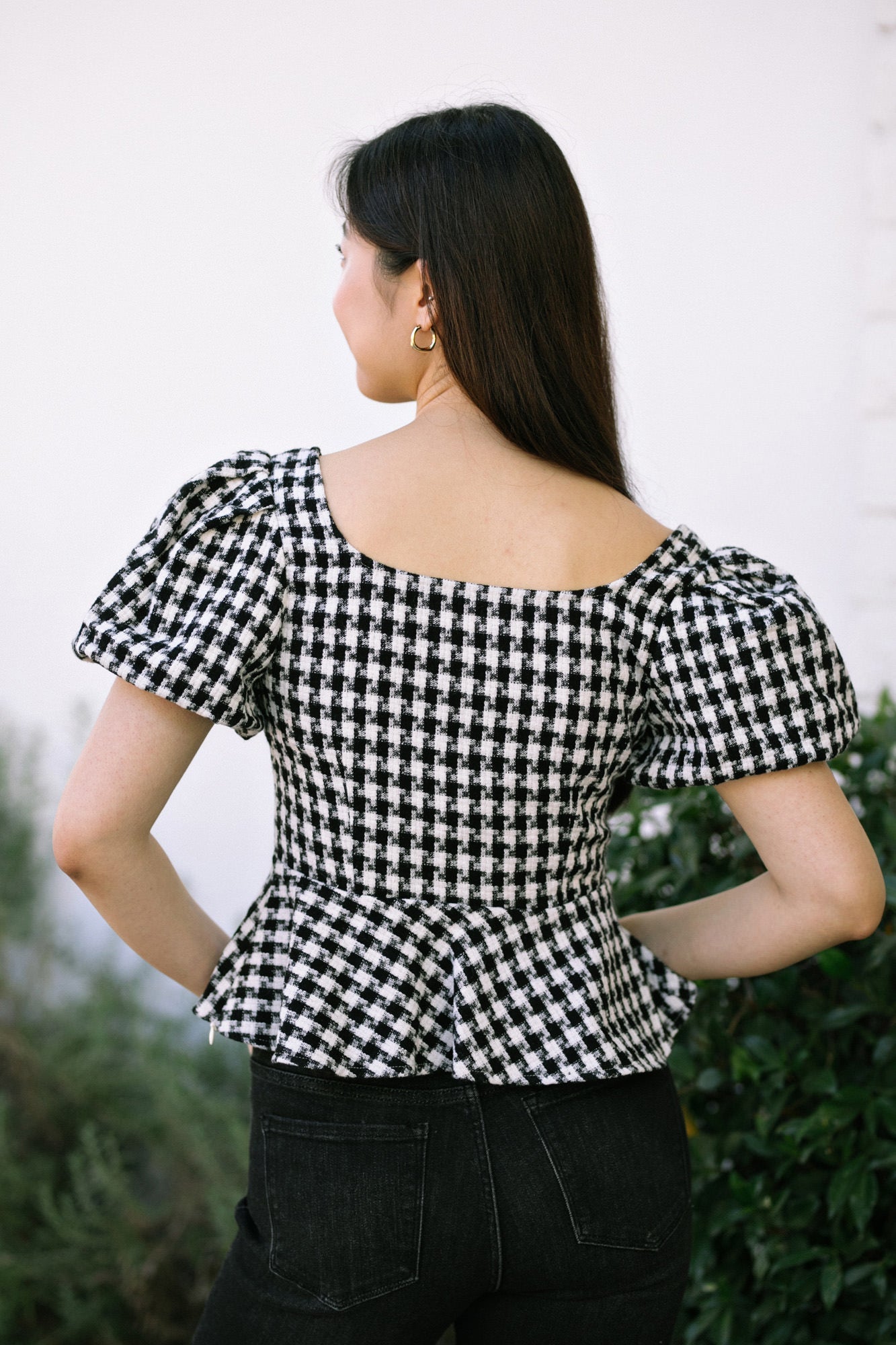 Houndstooth deals peplum top