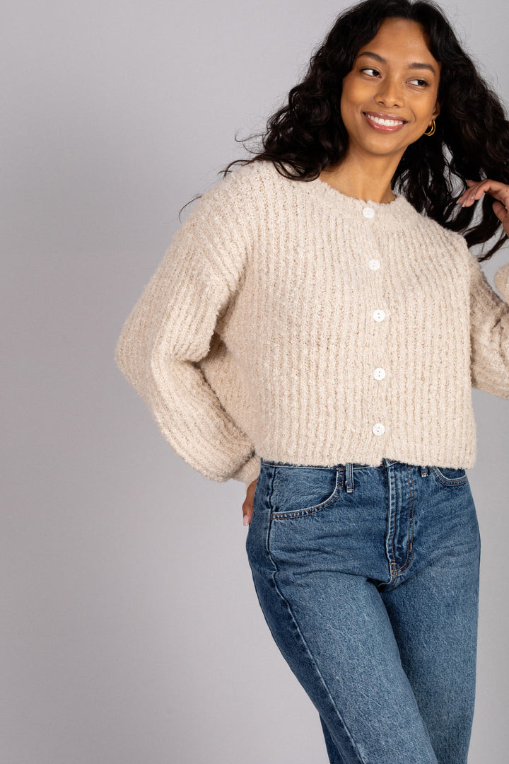 Winnie Boucle Buttoned Cardigan