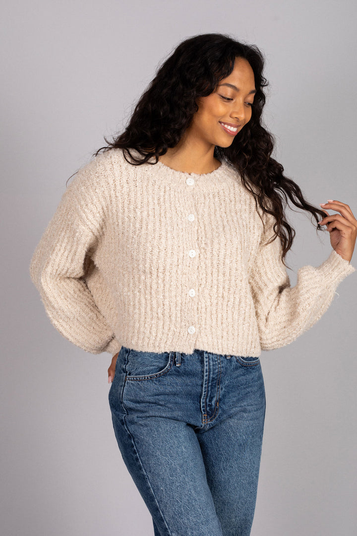 Winnie Boucle Buttoned Cardigan