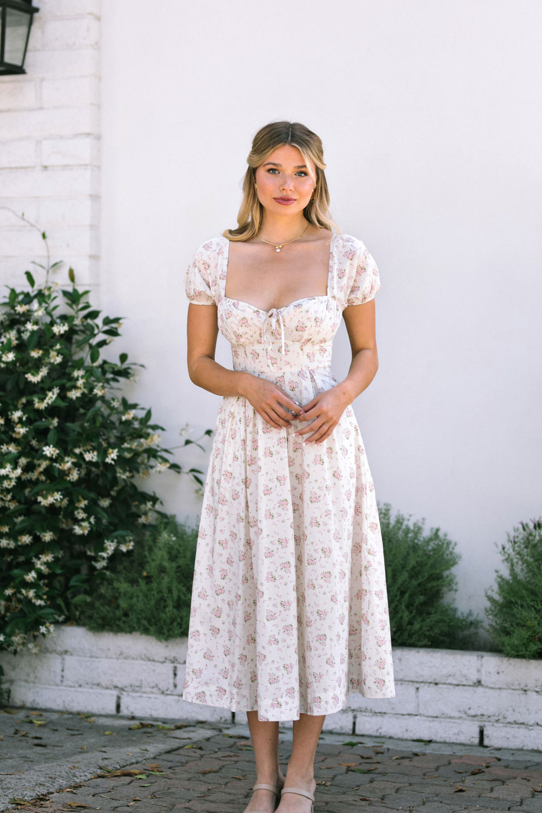 Fatima Floral Sweetheart Dress - Morning Lavender Boutique Dresses Natural-Rose / Large by Morning Lavender Fatima Floral Sweetheart Dress - Morning Lavender Boutique Dresses Natural-Rose / Large by Morning Lavender