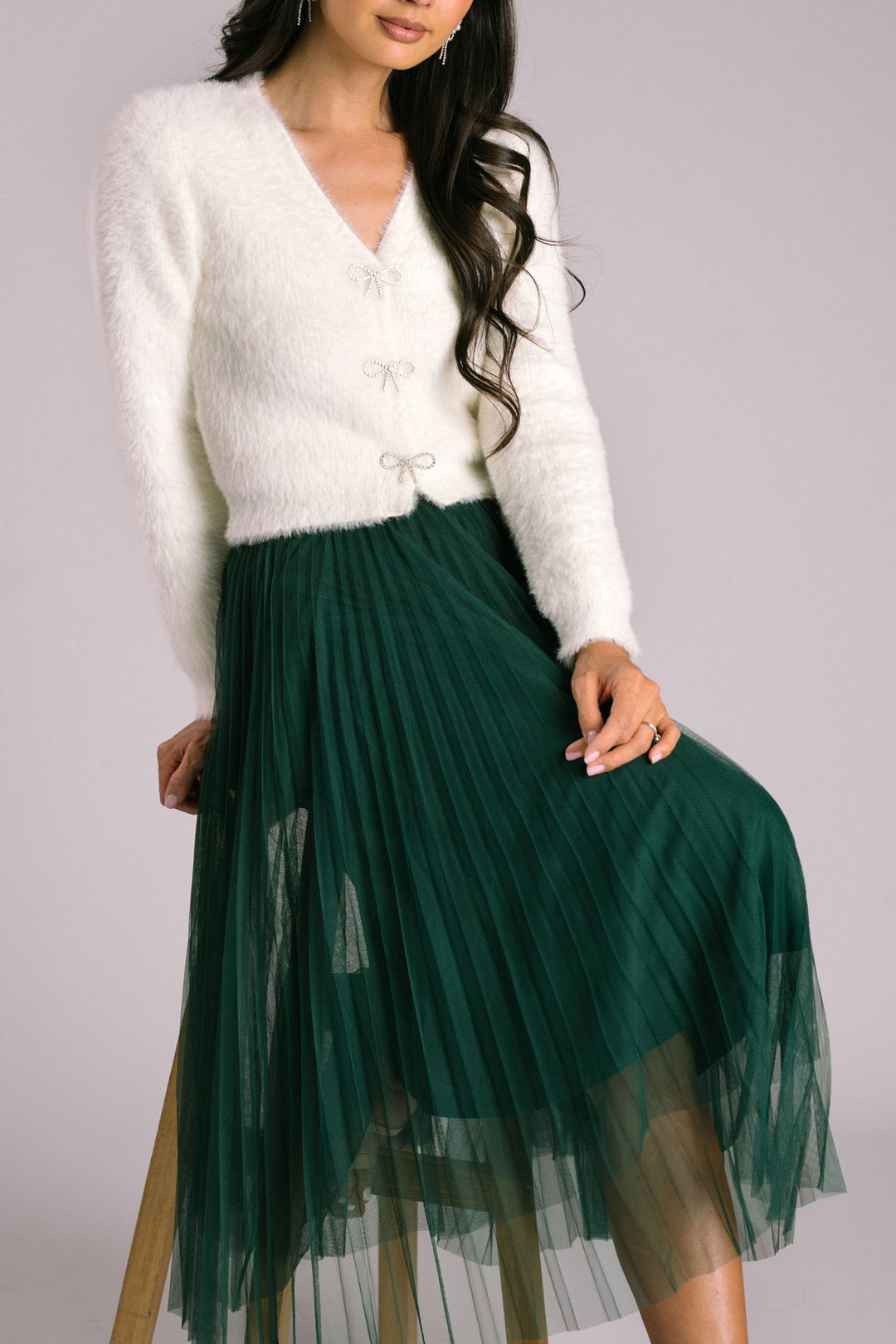Dark Green Pleated Skirt Long Green Midi Skirt Curves Dark Green