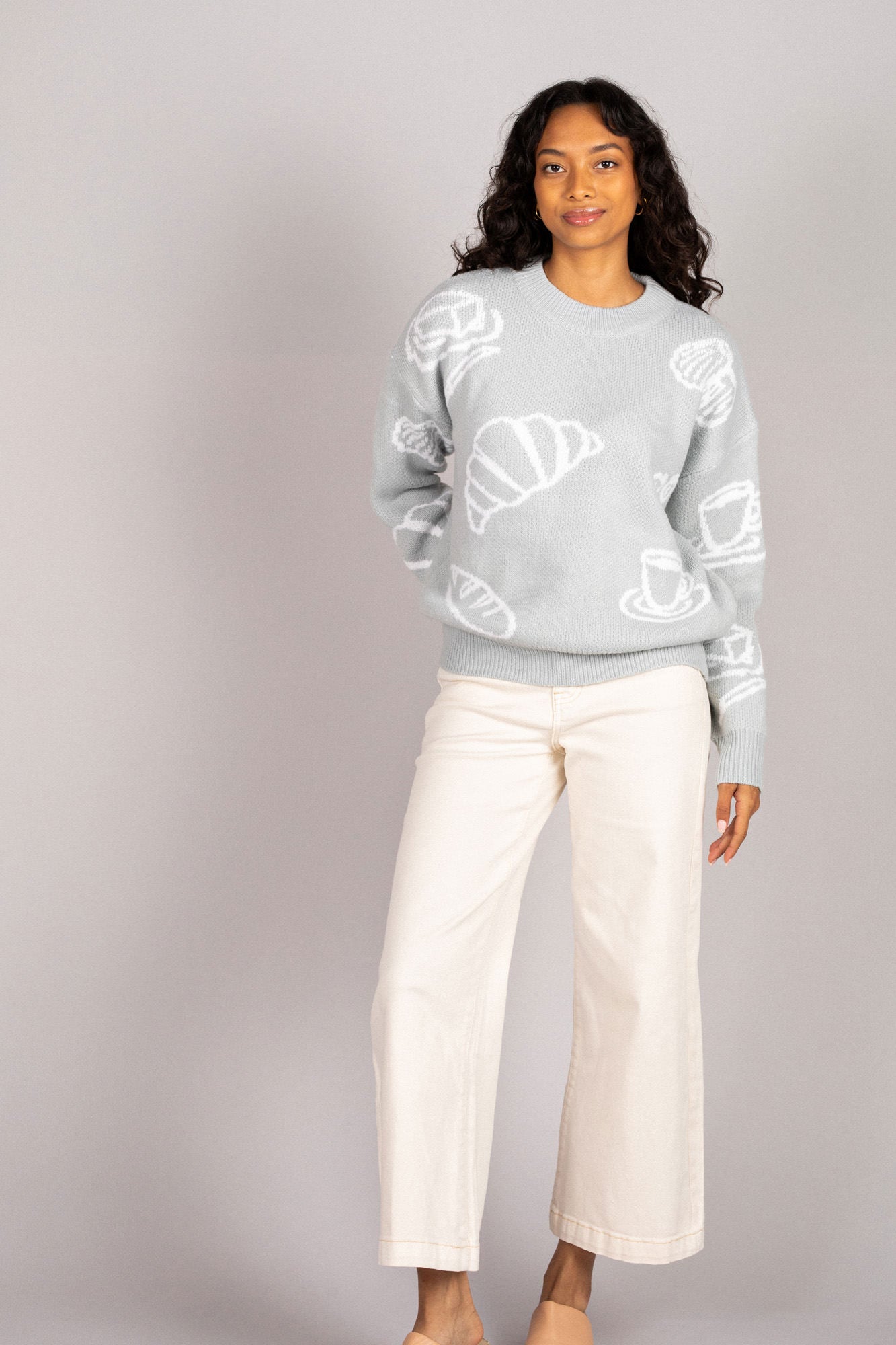 Susan Croissant Crewneck Sweater - Morning Lavender Boutique Sweaters