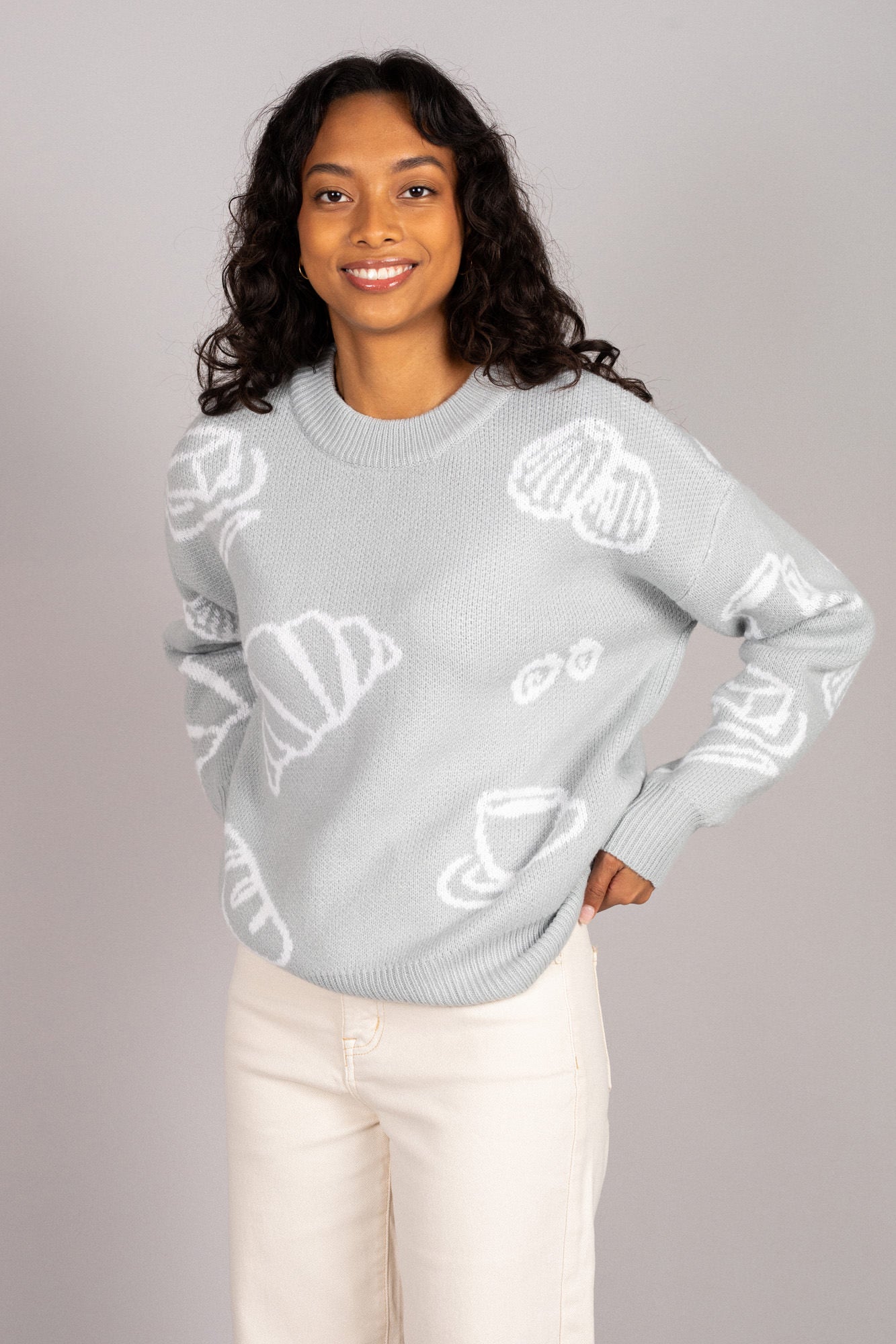 Susan Croissant Crewneck Sweater - Morning Lavender Boutique Sweaters