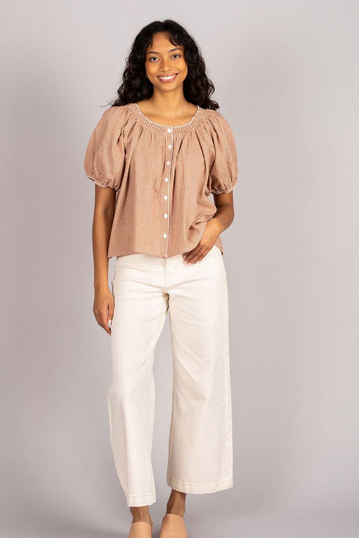 Salma Gingham Buttoned Top