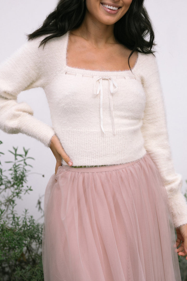 Isla Eyelash Bow Sweater