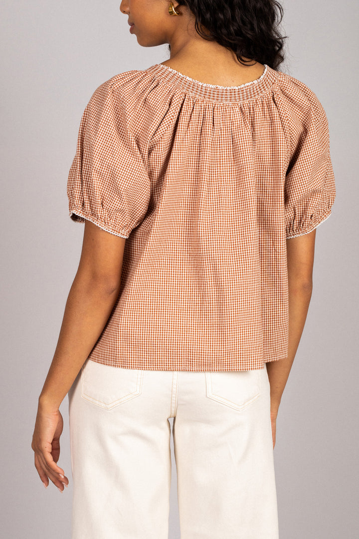 Salma Gingham Buttoned Top