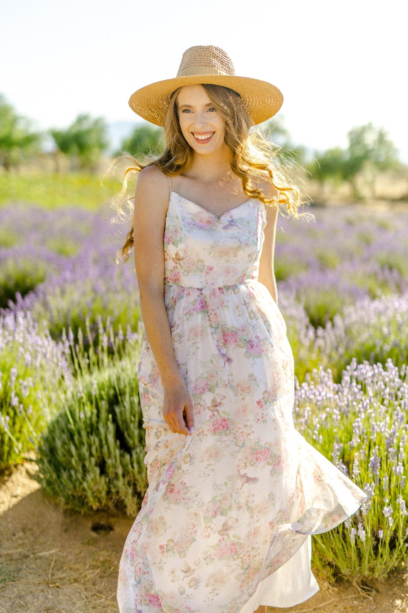 Lavender floral hotsell midi dress