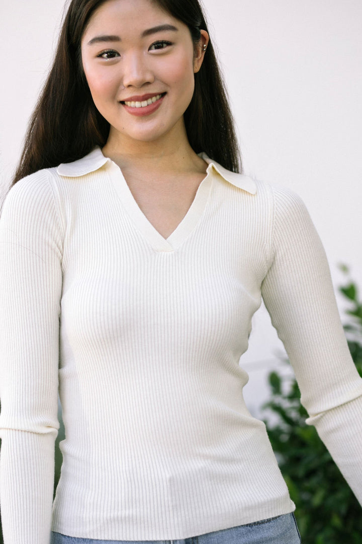 Myrtle Collared Knit Top