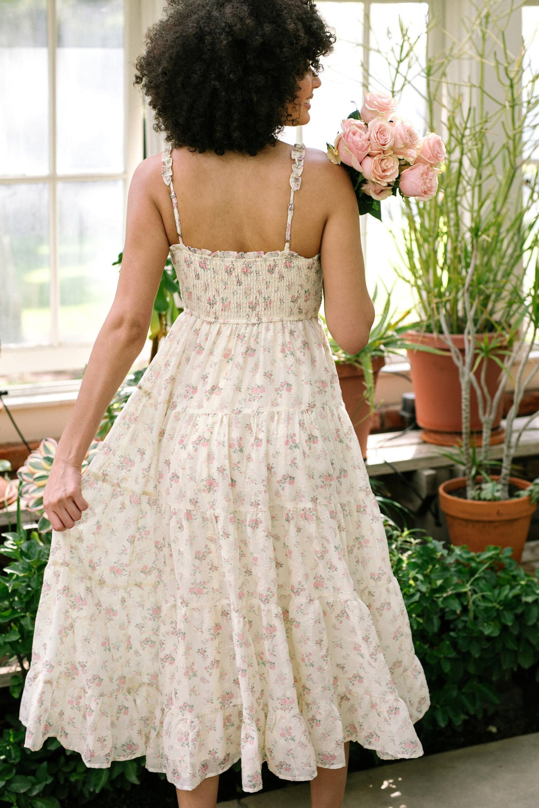 Evie Smocked Tiered Dress - Morning Lavender Boutique Dresses Cream Pink Floral / Medium by Morning Lavender Evie Smocked Tiered Dress - Morning Lavender Boutique Dresses Cream Pink Floral / Medium by Morning Lavender