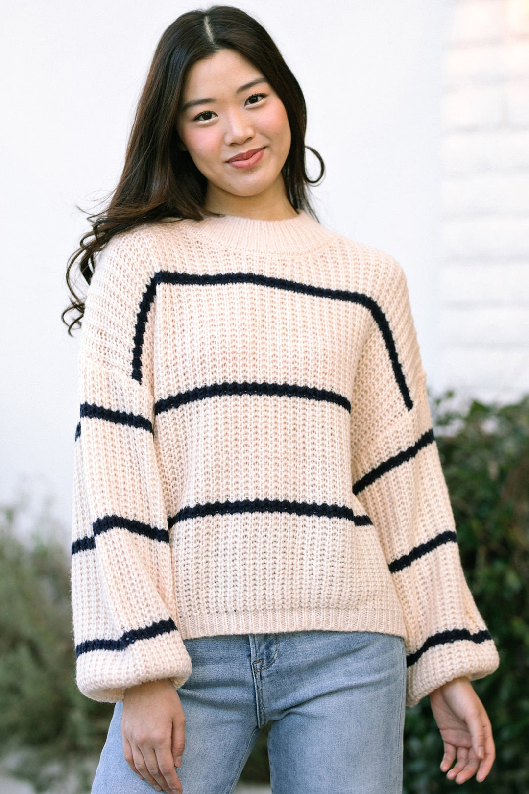Trina Oversized Striped Sweater - Morning Lavender Boutique Sweaters