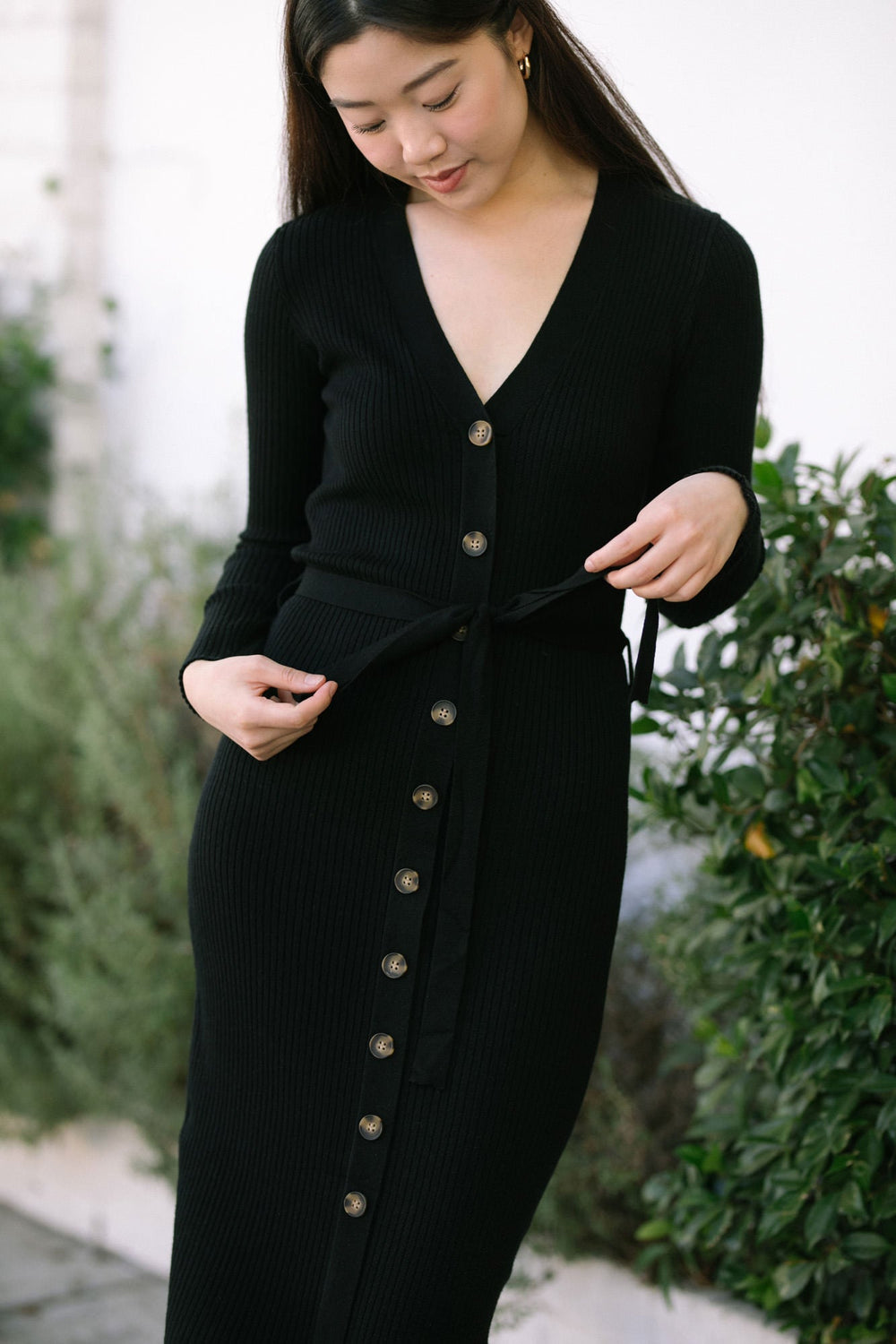 Vicky Knit Buttoned Midi Dress