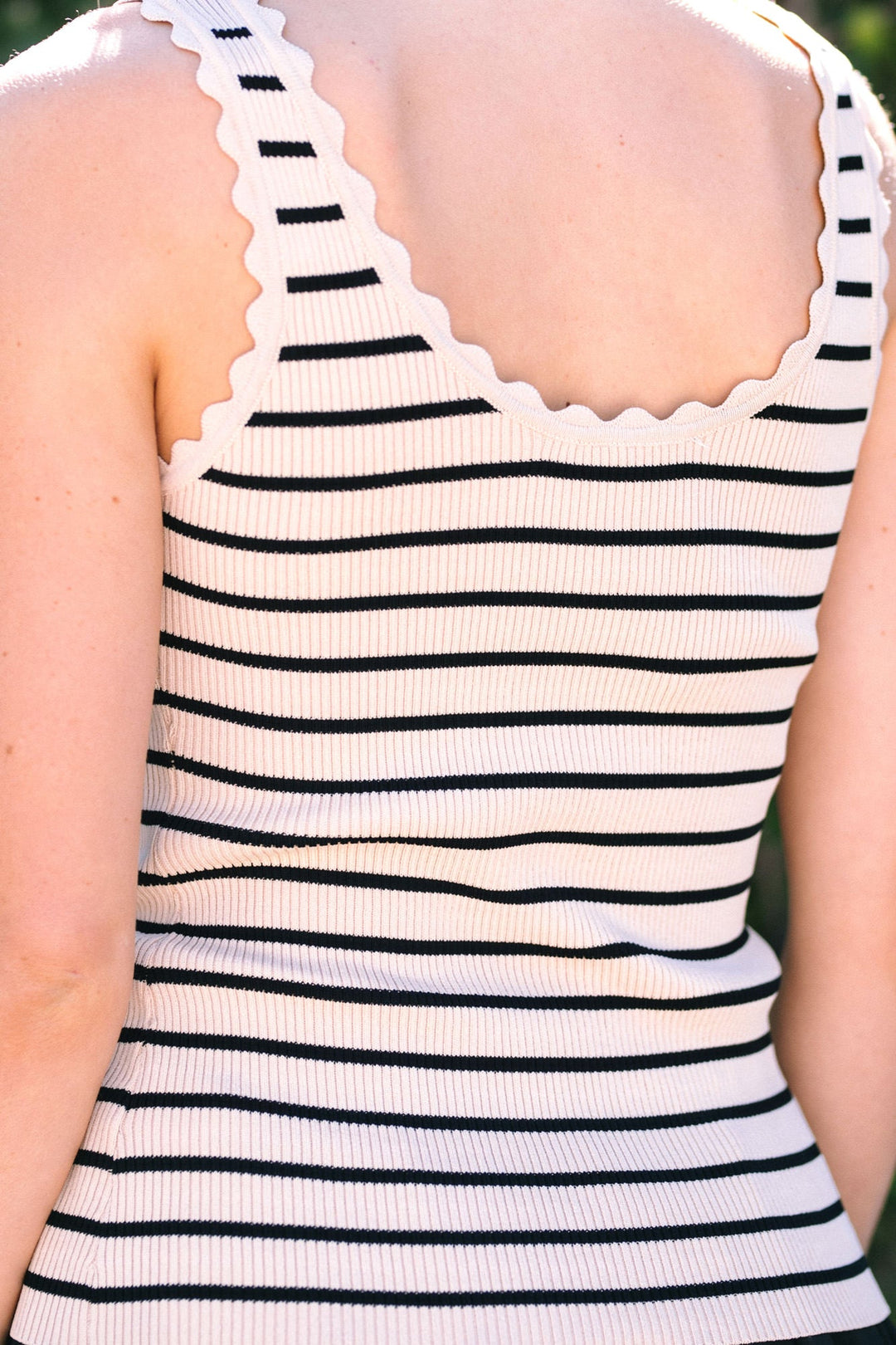 Aubrey Striped Scalloped Tank - Morning Lavender Boutique Tops