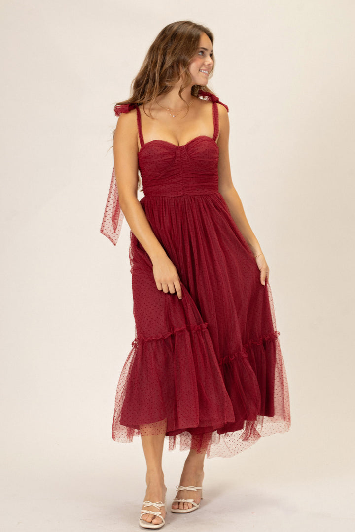 Nadia Dotted Tulle Maxi Dress