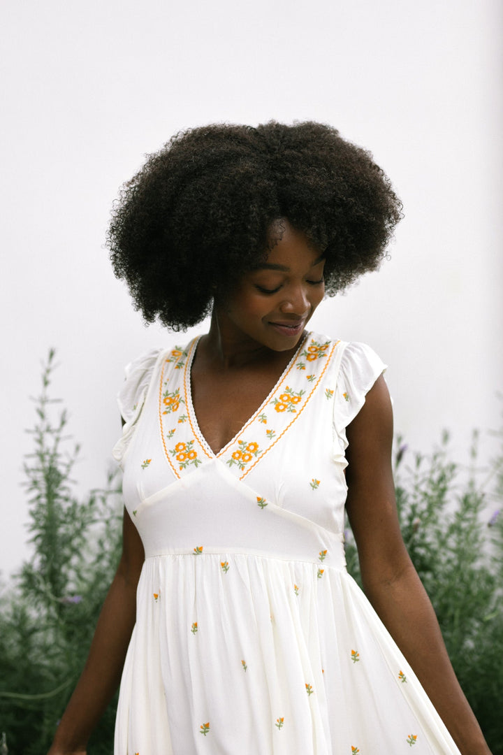Marcella Embroidered Midi Dress