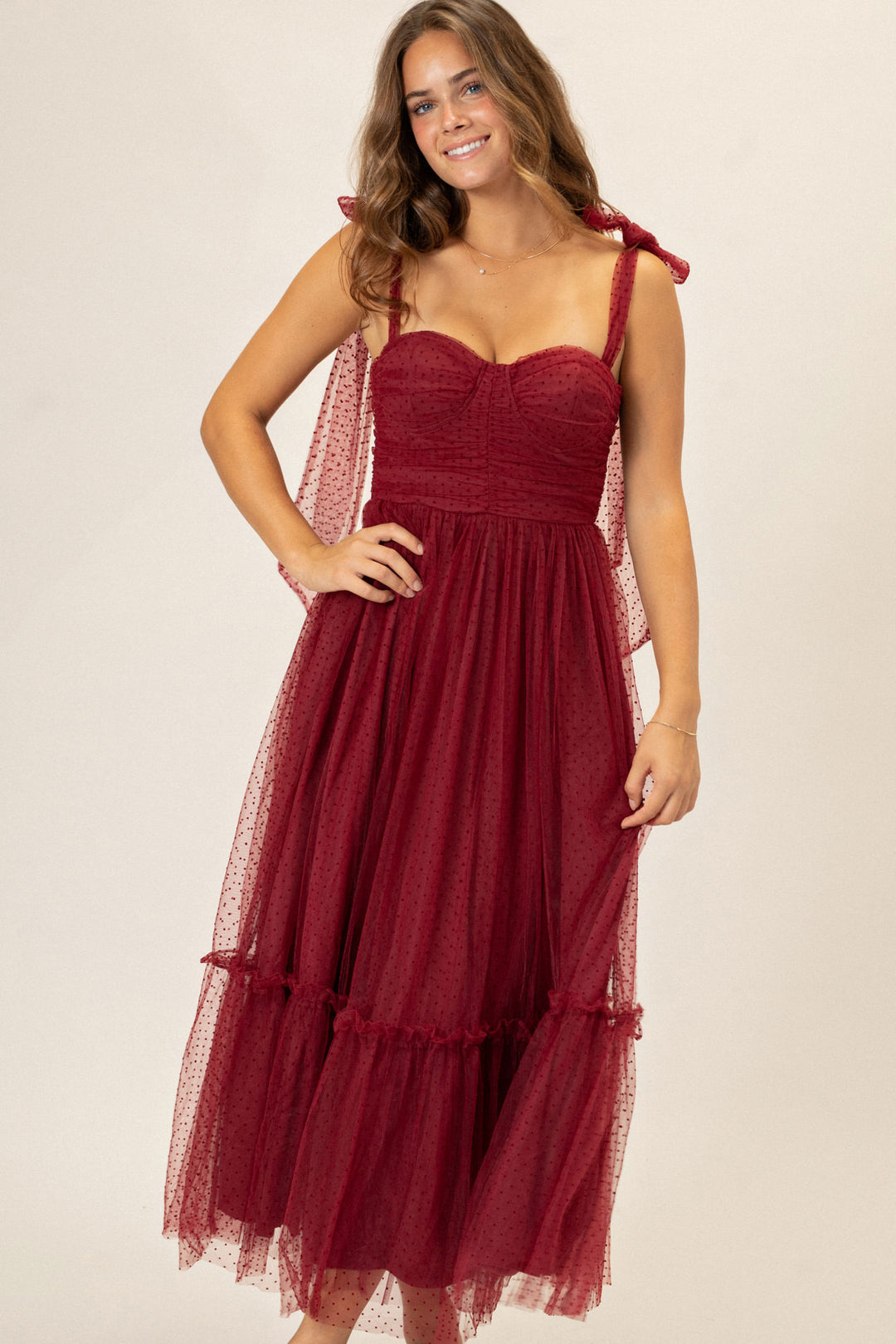 Nadia Dotted Tulle Maxi Dress