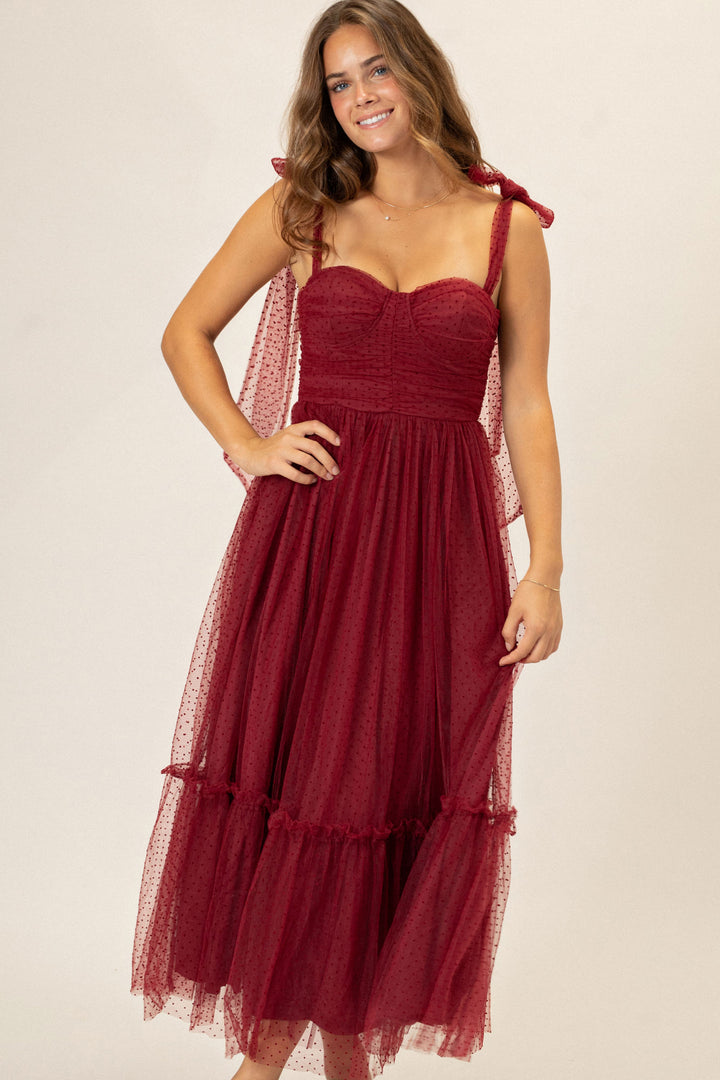 Nadia Dotted Tulle Maxi Dress