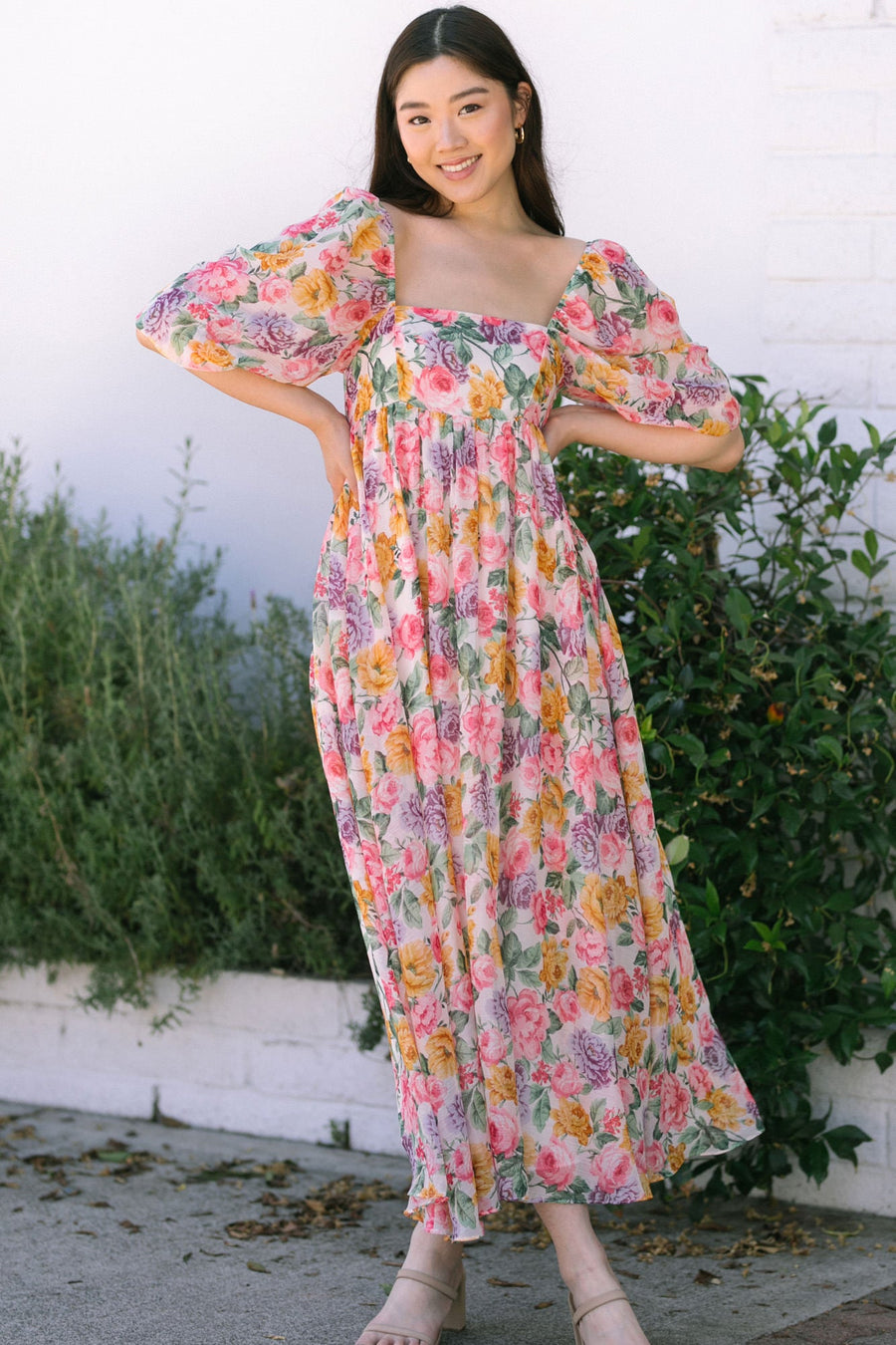 Lavender Floral China Summer Dress – Fresh & Cute Style main image 1