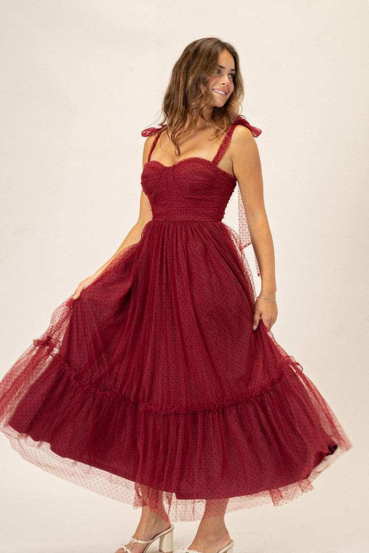 Nadia Dotted Tulle Maxi Dress