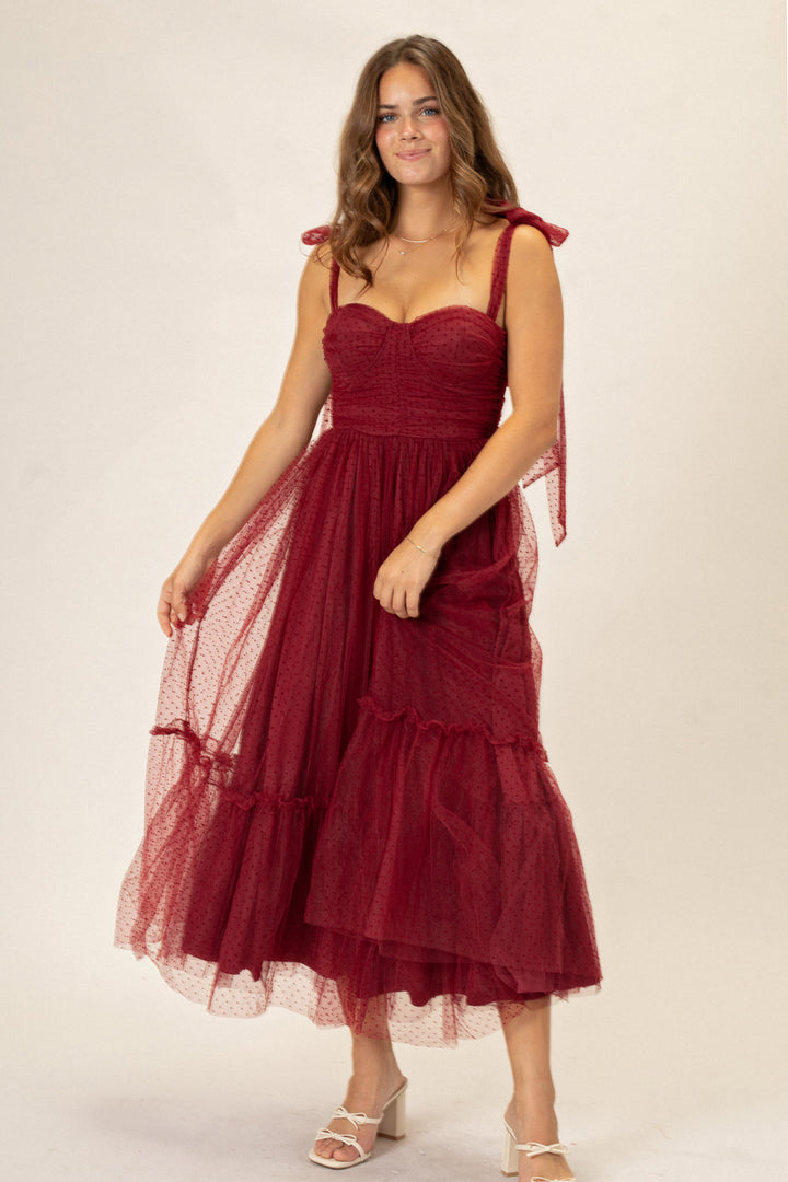 Nadia Dotted Tulle Maxi Dress