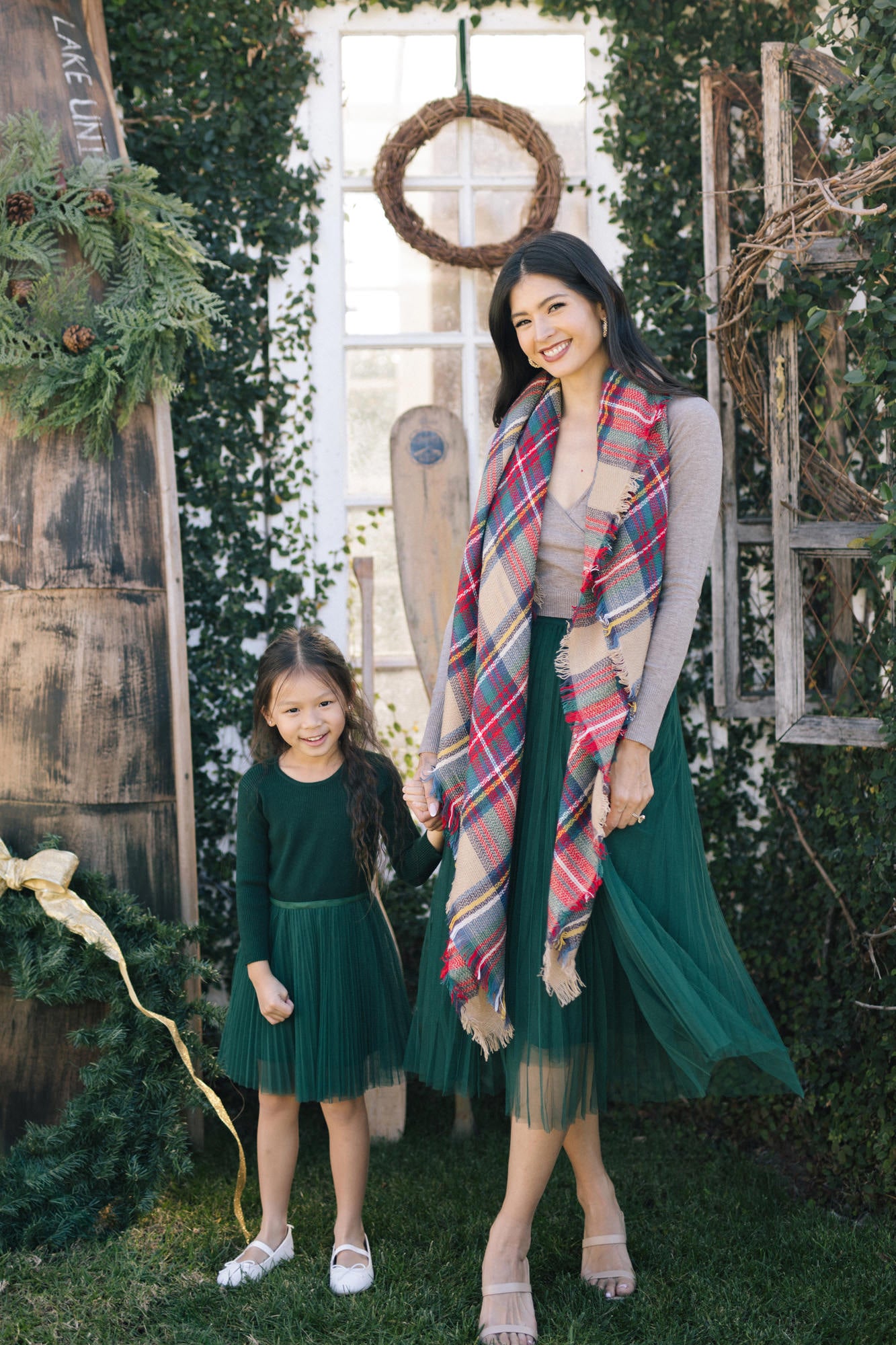 Tulle Midi Skirt Pleated in Green - Vienna - Morning Lavender